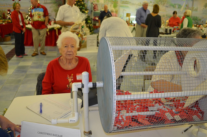 Dorothy Beemsterboer helps sell raffle tickets