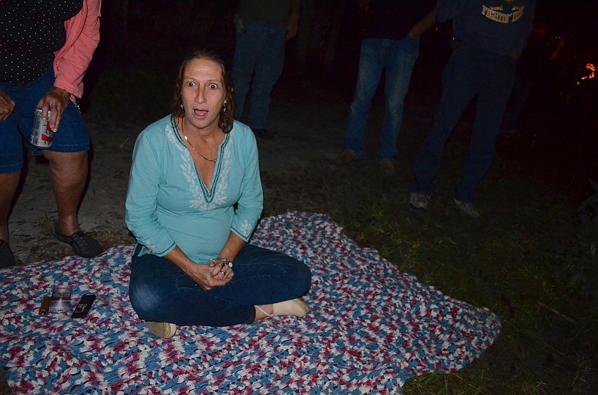 Teresa Pfister is amazed by the boats' decorations.