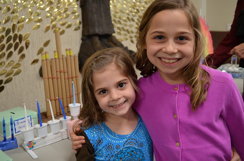 Lanie and Samantha Fineman made a menorah out of recycled Keurig cups.