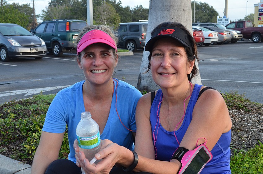 Tracy Addison and Jan Dillon after completing the New Balance Fun Run.