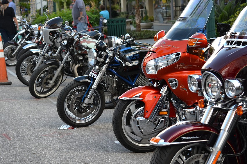 Bikes lined Main Street and Palm Avenue for the weekend-long Thunder by the Bay motorcycle festival