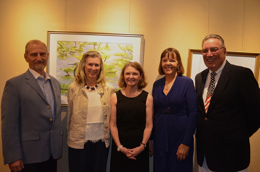 Dock Master Alan Malone, Purser Mary Kimura, Scribe Maureen Shea, Commodore Kathy Sever and Vice Commodore Jim Fox