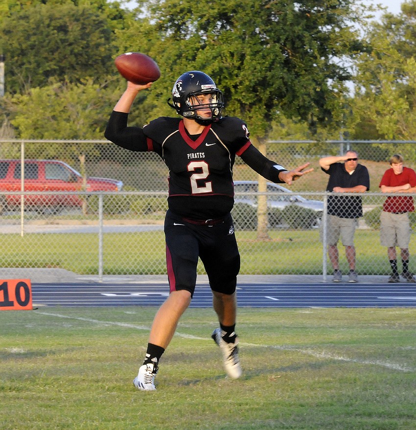 Braden River sophomore Jacob Huesman, who threw a 31-yard touchdown pass in the second quarter, will be the starting quarterback this season.