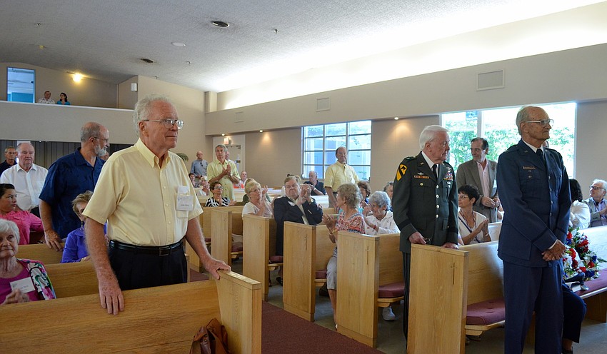 Veterans are honored during the service.