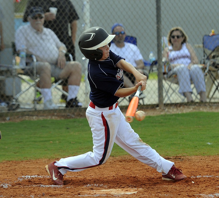Hunter Henson makes contact during the Sarasota National 10/11 All-Star teamâ€™s game versus Sarasota American.