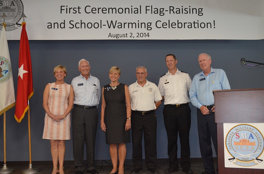 SMA Governing Board of Directors Carter Donovan, Frederick Derr, Alexandra Quarles, Col. Ben Knisely with SMA-Colonel and Head of School for SMA Prep Phil Eddy and Frederick Derr, board of directors treasurer