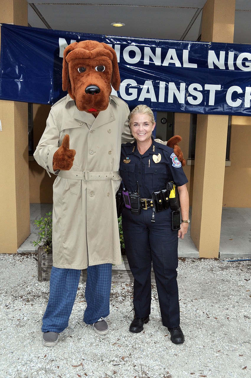 McGruff, the crime fighting dog and Chief of Police Bernadette DiPino