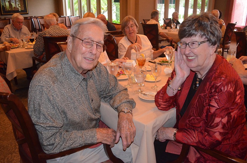 Dave and Elma Hodgson finish dinner and wait for the show.