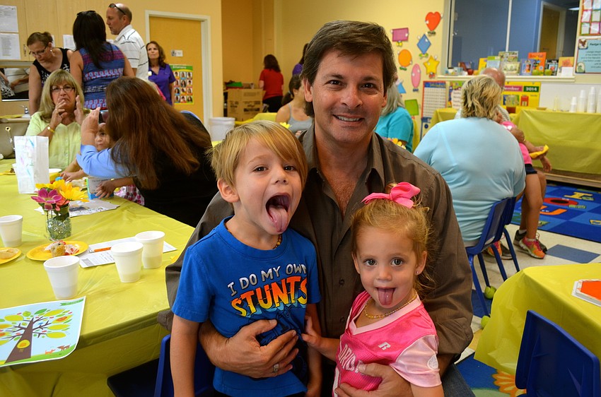 Brady and Gracie Wallis goof around with Tony Cappadora.