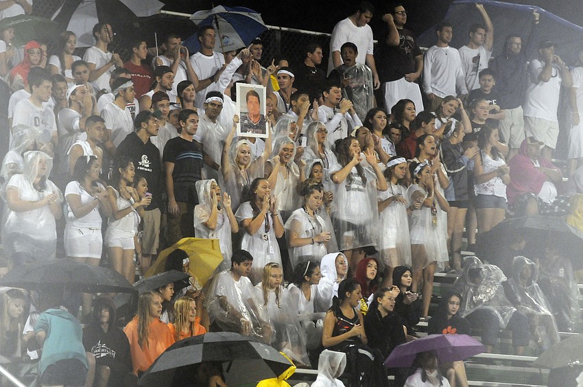 Braden River fans celebrate the Pirates 21-6 victory over district rival Lakewood Ranch Sept. 19.