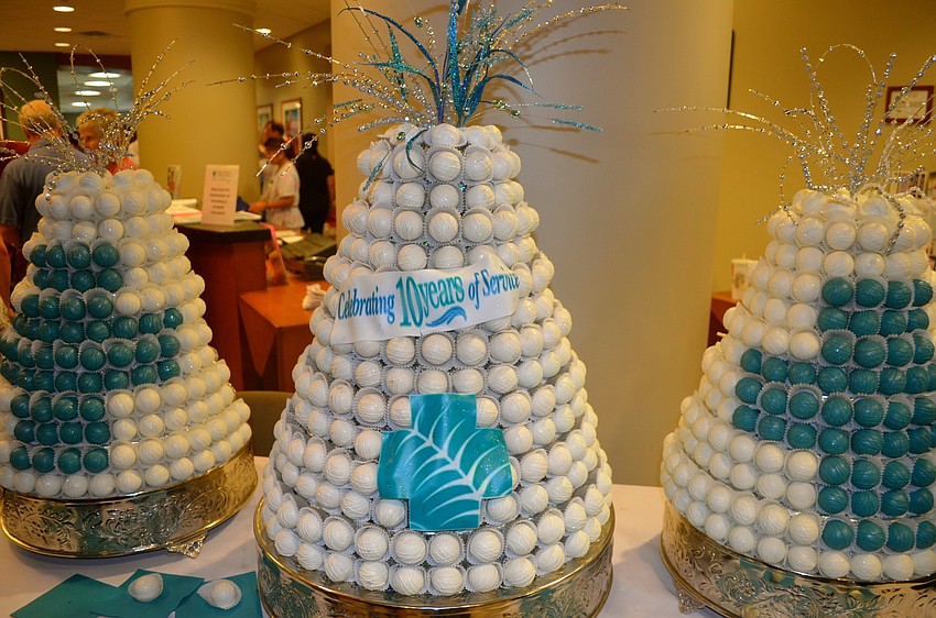 Lakewood Ranch Medical Center's 10-year anniversary cake is made of cake pop balls.
