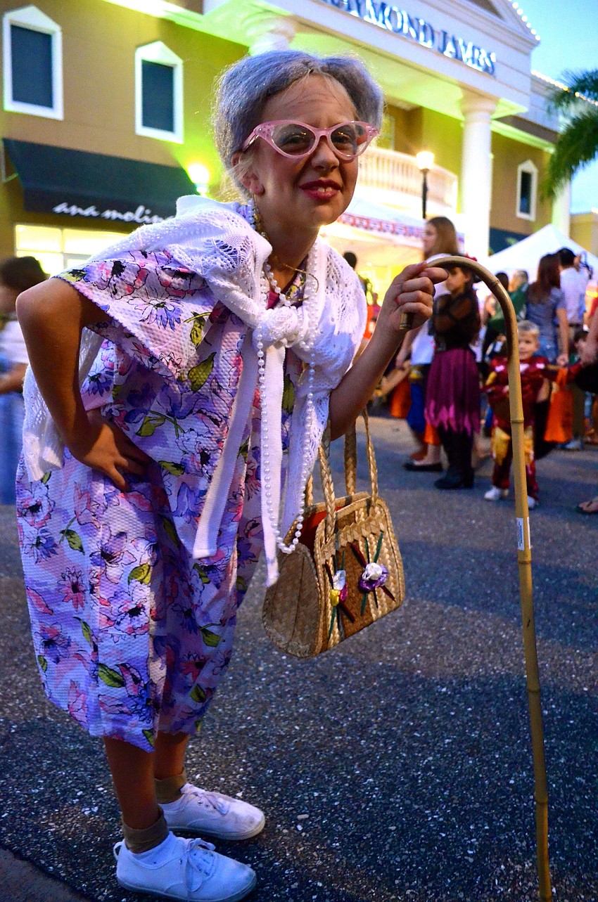 Eight-year-old Dakota Holler shows off her elderly side.