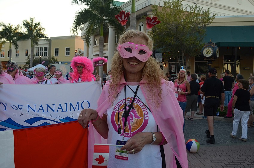 Lynda Miller shows her support for her group â€” Angels Abreast.