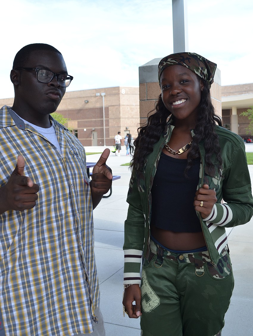 Jonathan Buckley and Jamiya Jones dressed for the 90s.