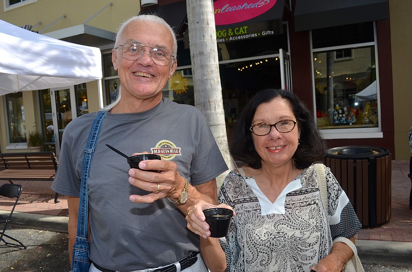 Bill and Debbie Coole snack on a seafood soup.