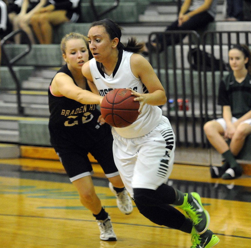 Lakewood Ranch junior forward Elise Spiller drives to the hoop.