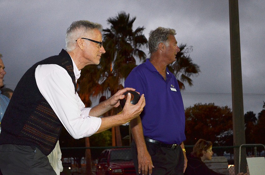 Sarasota Chamber of Commerce Chair, Chris Gallagher prepares a pitch.