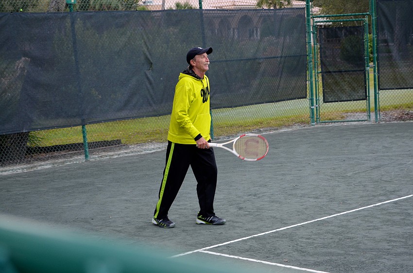 Robbie Salum jokes around on the court.