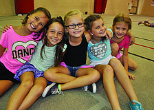 Zoey Long, Annie Jaco, Michal McClusky, Madison Hayes and Melody Fetterman at the Lakewood Ranch YMCA's summer camp.