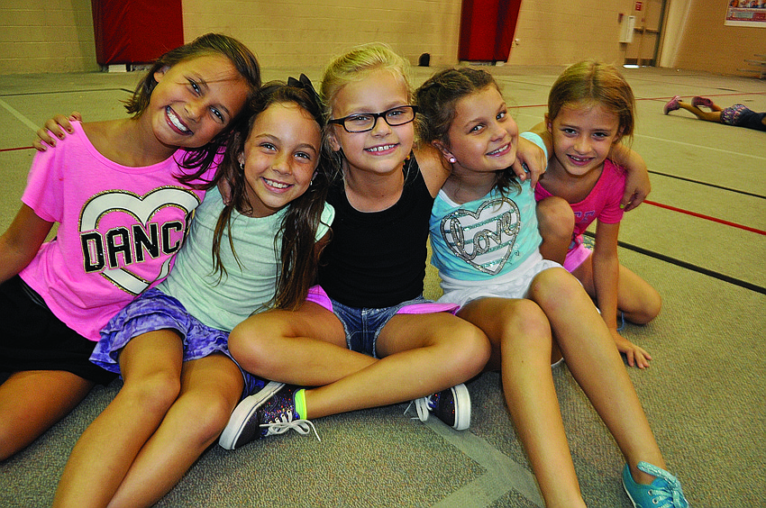 Zoey Long, Annie Jaco, Michal McClusky, Madison Hayes and Melody Fetterman at the Lakewood Ranch YMCA's summer camp.