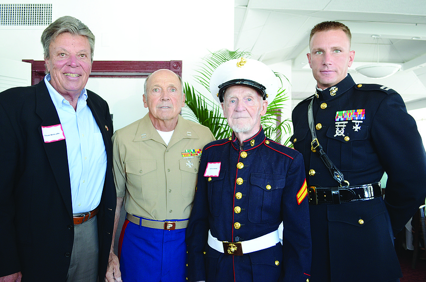 Elliot Metcalfe, Tom Smith, Larry Larose and Capt. Geoff Smith celebrate the 239th birthday of the United States Marine Corps at Marina Jack.