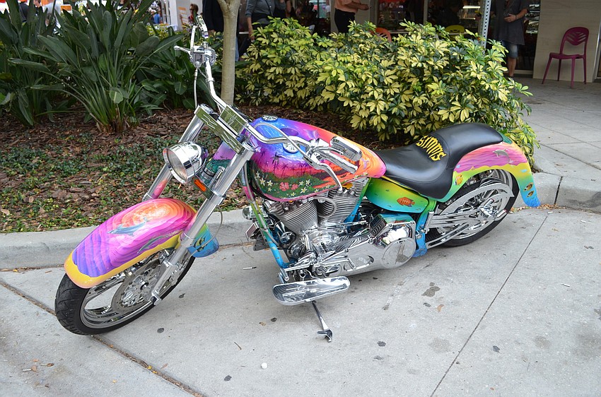 Motorcyclists had a chance to show off their bikes along the road.