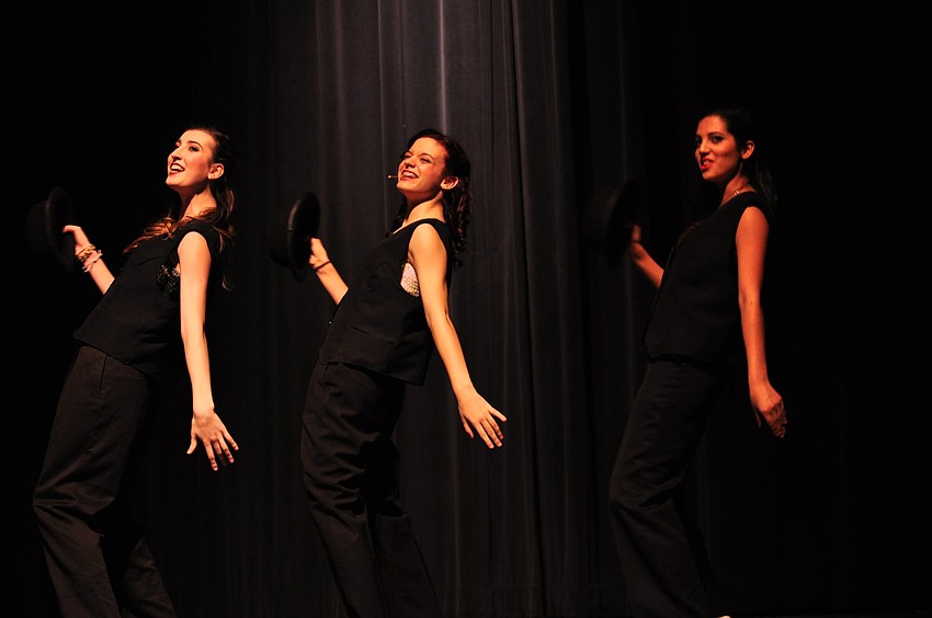 Christina Heath, Jessica Gulbrandsen and Jalbelly Guzman perform a tap routine as  the 