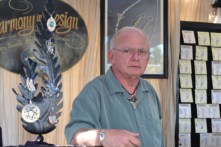 Jim Harmon of Harmony in Design with pieces on display at the Siesta Key Craft Festival.
