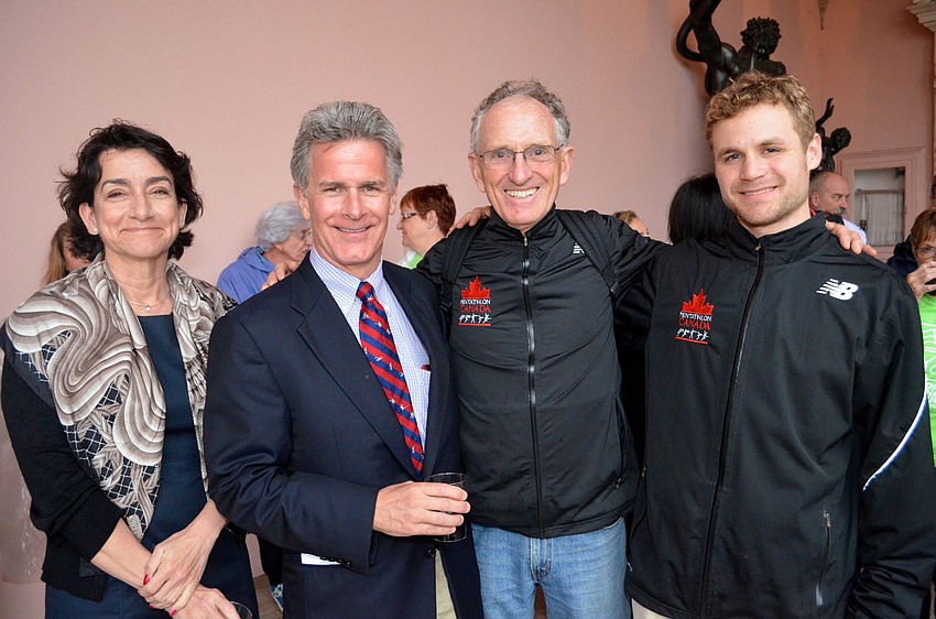 Heidi Blakeway-Phillips mingles with Jim Ruddock, Rick Maynard and Evin Ballantyne before the ceremony starts.