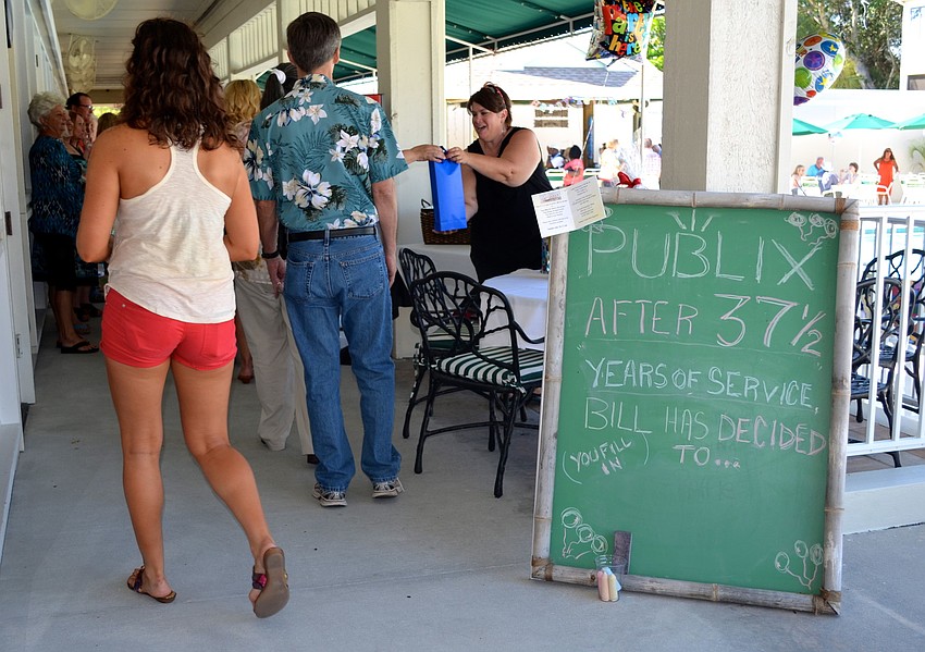 Guests enjoyed cocktails and hors dâ€™oeuvres at the outdoor party.