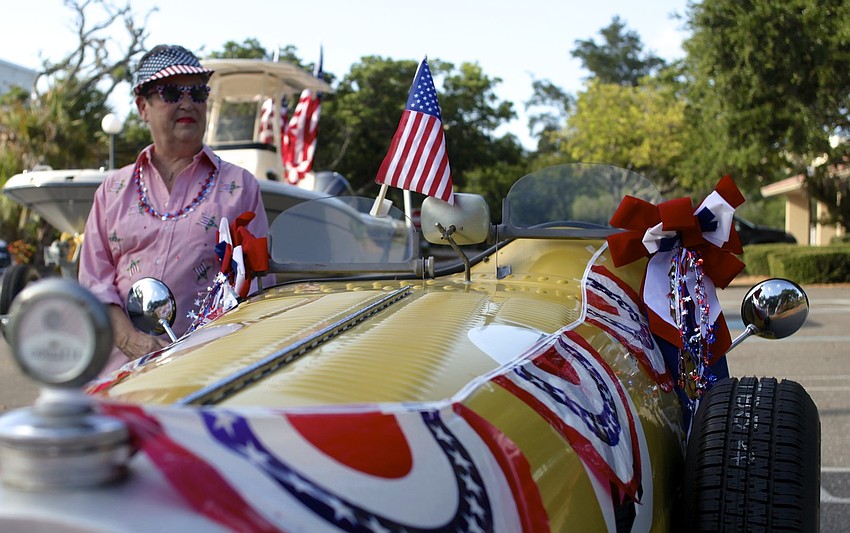 Judy Carman waits for the parade to start.