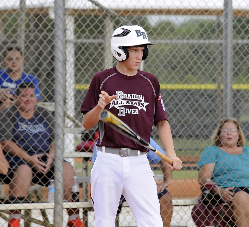 Dalton Buckner steps into the batterâ€™s box for the Braden River Intermediate All-Stars.