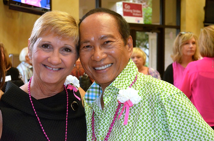 County Commissioner Vanessa Baugh and American Cancer Society volunteer Fred Lopez.