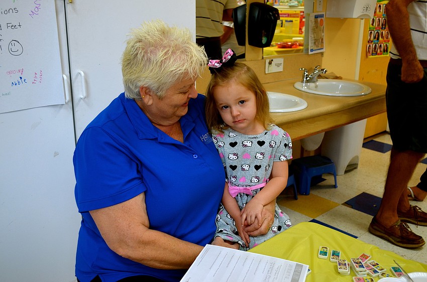 Karen Wade enjoys breakfast with her granddaughter, Josefina Pouso.
