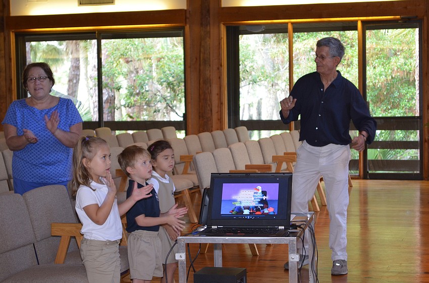Students dance along following the presentation of â€œHoward B. Wigglebottom Learns to Listenâ€