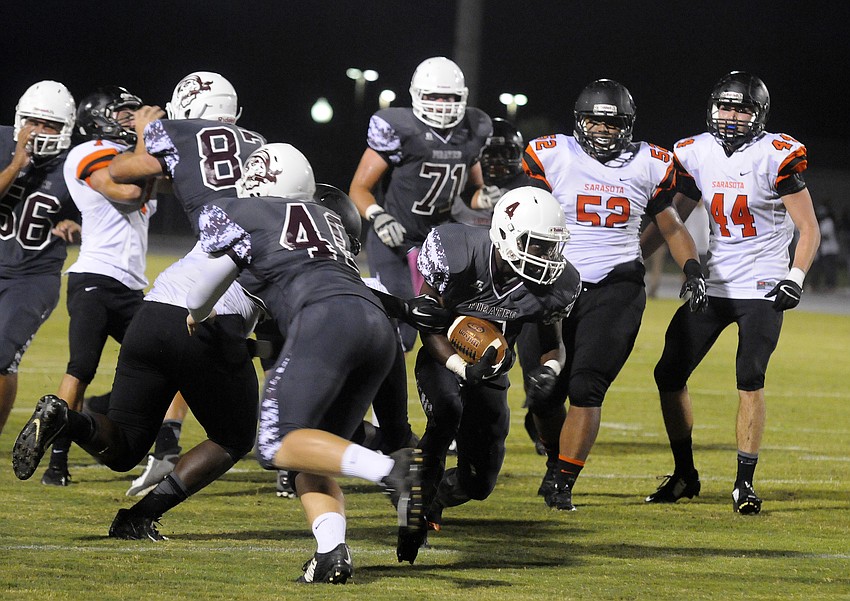 Braden River running back Raymond Thomas carried the ball seven times for 56 yards and two touchdowns.