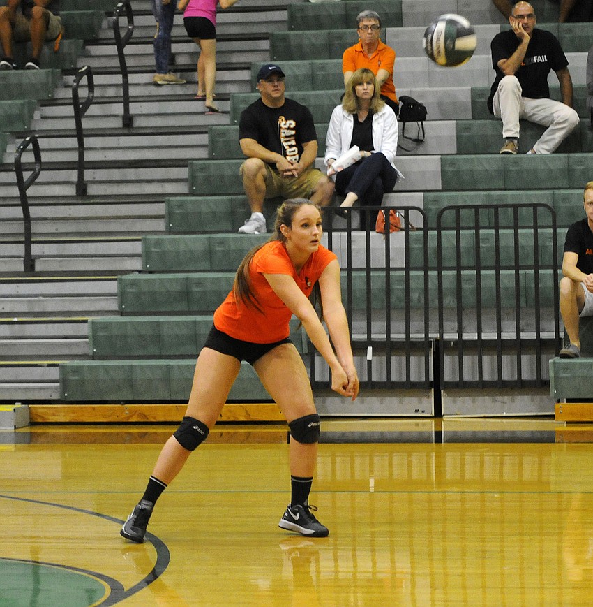 Sarasota junior Jessica Shiffner passes the ball up to a teammate.