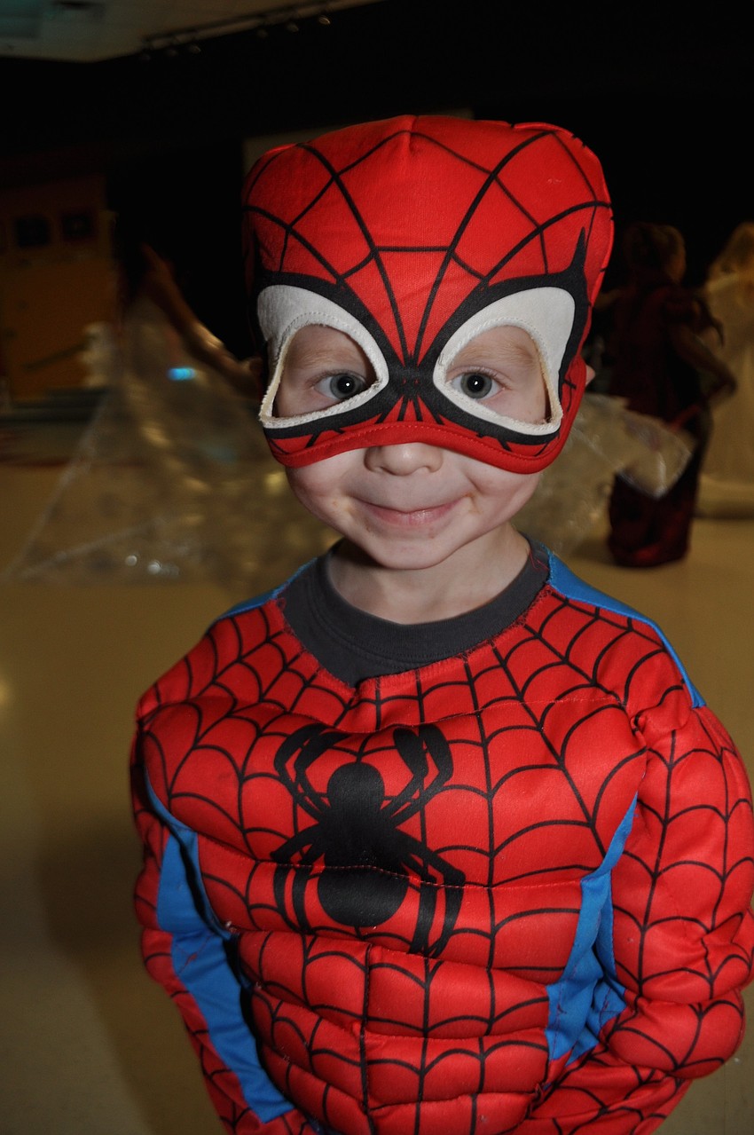 Ryder Meyers, 3, makes a cute Spider Man.