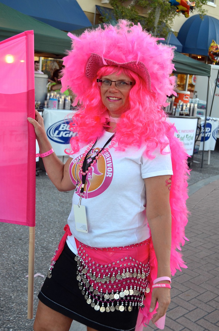 Stefanie Hannah sports pink accessories.