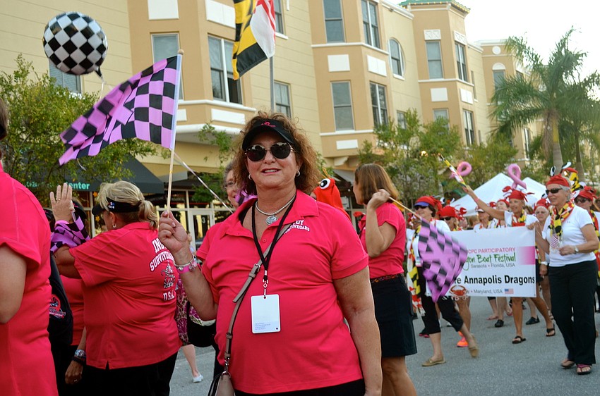 Genie Barker supports her team â€” Indy Survive Oars.