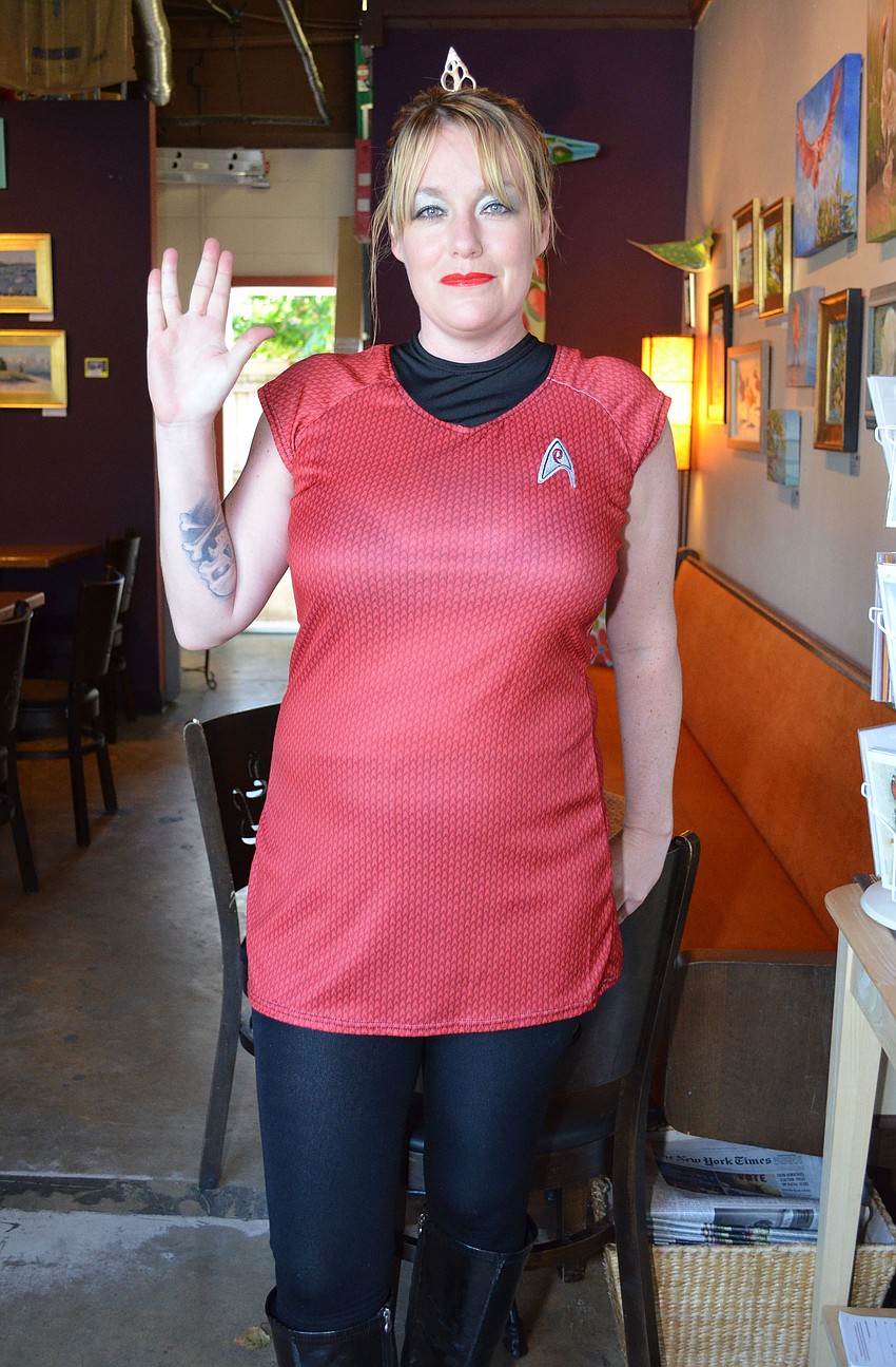 Courtney Kees dressed as a member of Starfleet.
