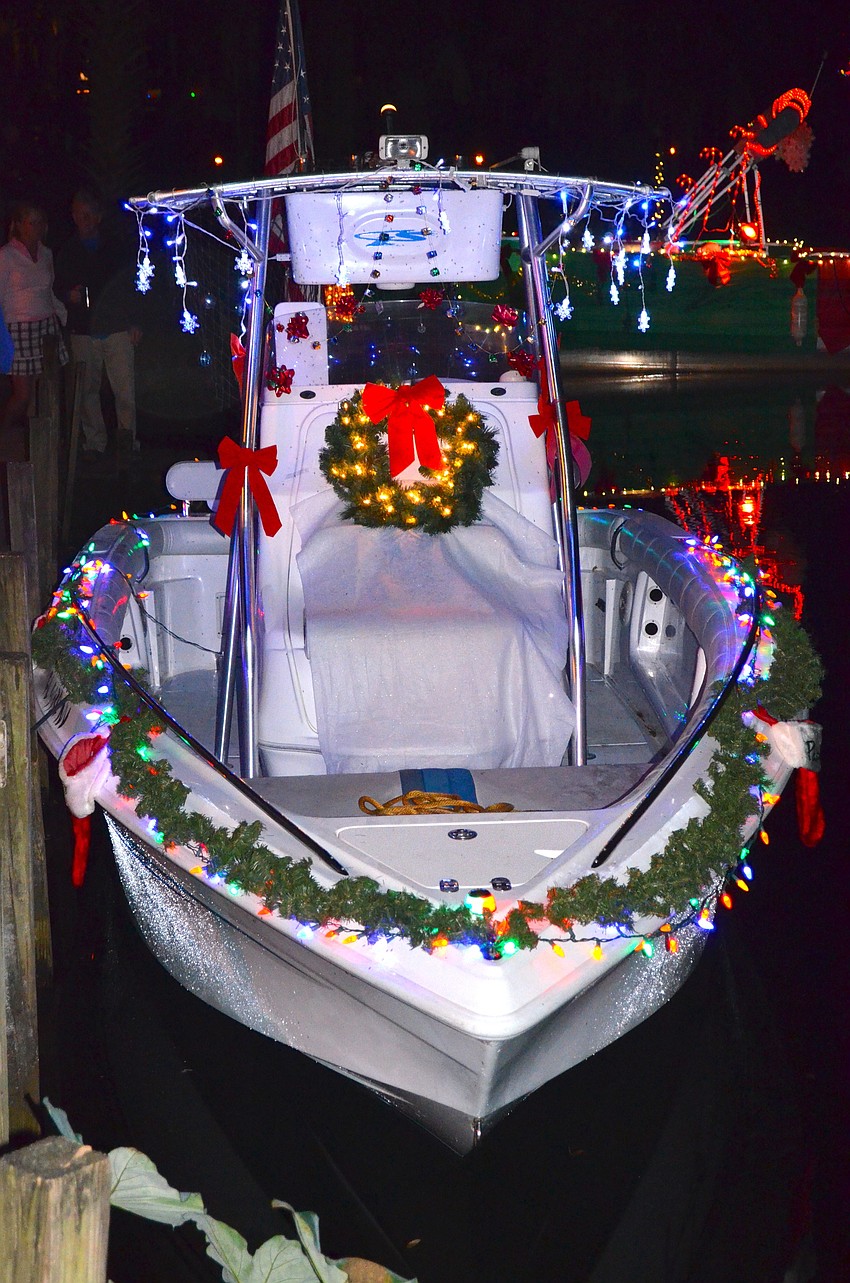 Participants decorated their boats in holiday wreaths, ornaments and lights.