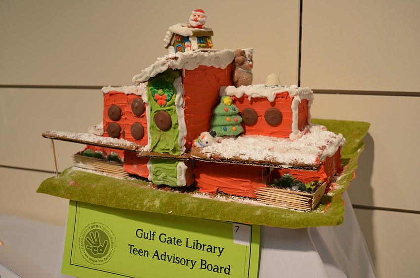 The team advisory board for Gulf Gate Library submitted a gingerbread replica.