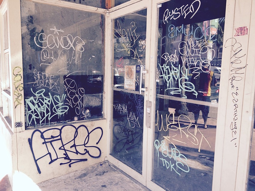 Street art on the walls on a building near South Beach, home of the Art Basel Miami.