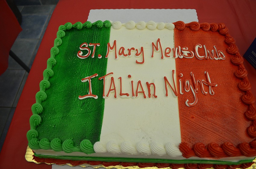 The Menâ€™s Club received a cannoli cake decorated with the Italian flag.