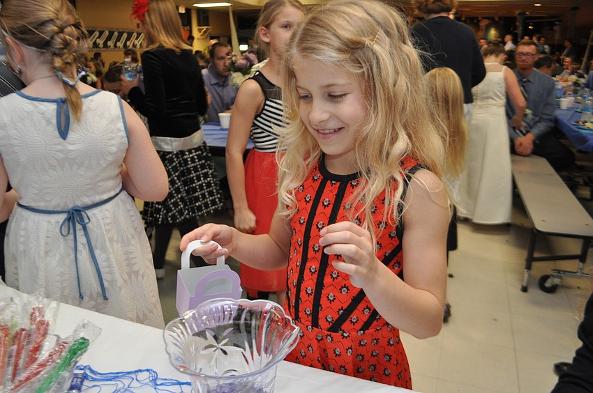 Brianna Folkers, 9, finds a sweet treat.