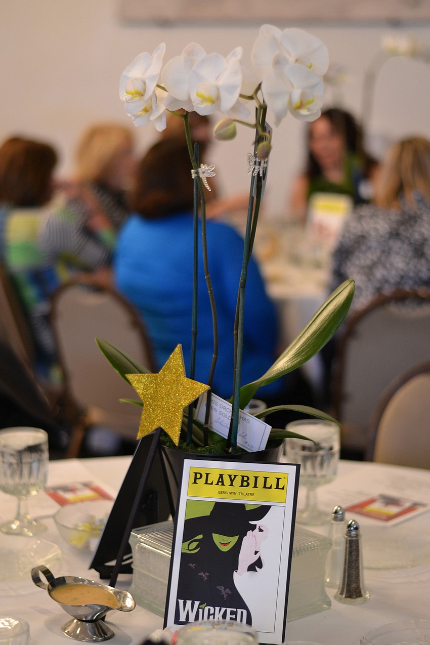 Centerpieces kept with the Broadway theme with playbills.