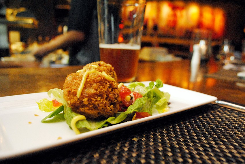 Third course: Crispy sea bass warm ceviche paired with â€˜5yrs 5Beers Double IPAâ€™