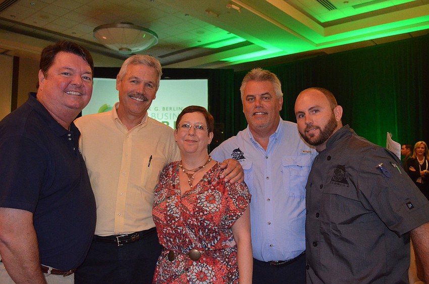 Small Business Award nominee John Horne, president and owner of Anna Maria Oystery Bar with Scott Borlin, Amanda HorneTom Radakovtz and Nic Horne