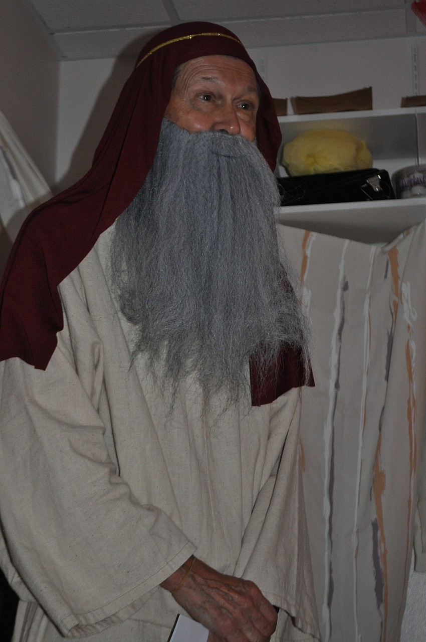 Gene Jongsma portrays Moses for the children.